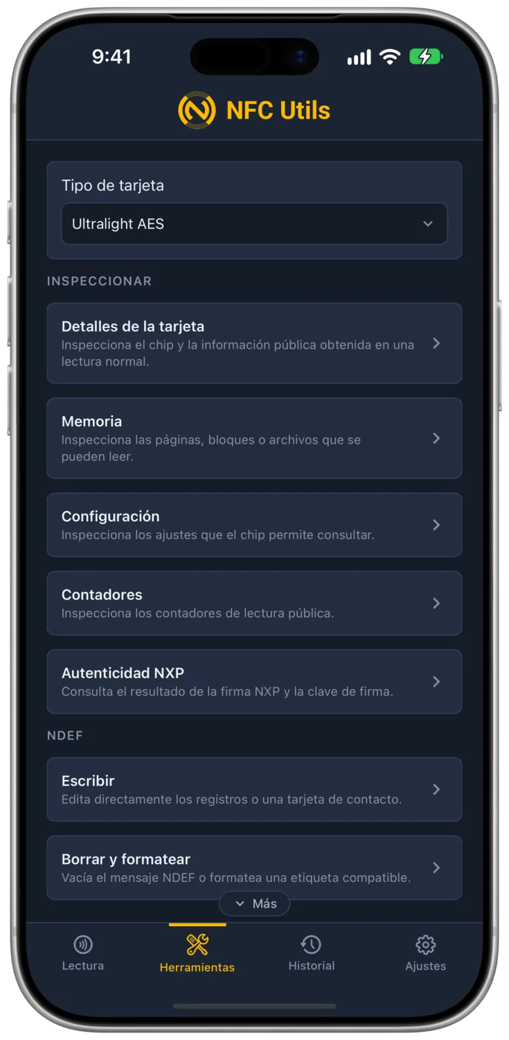 El perfil Ultralight AES con herramientas de inspección
