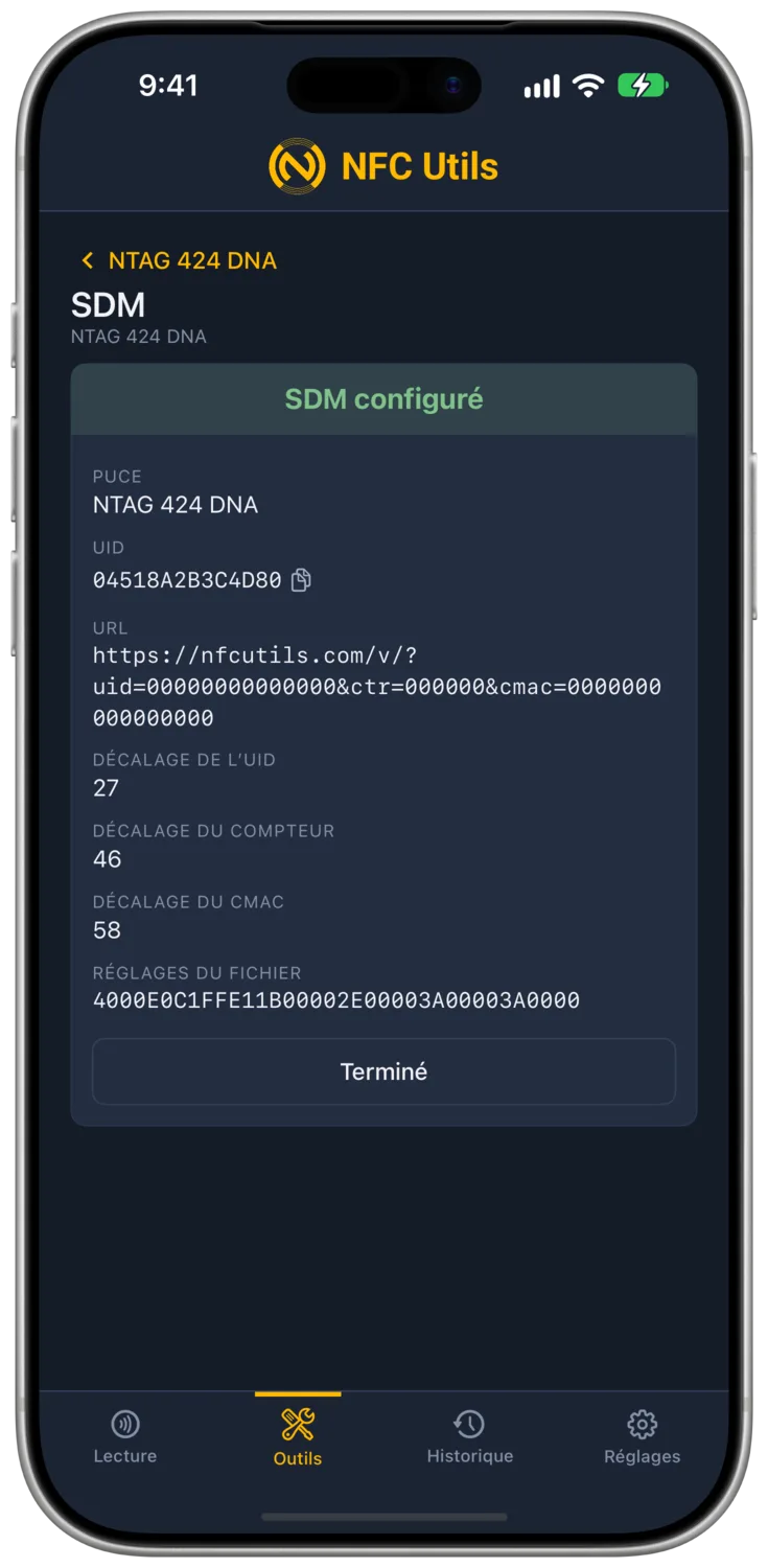 Une carte de résultat SDM configuré