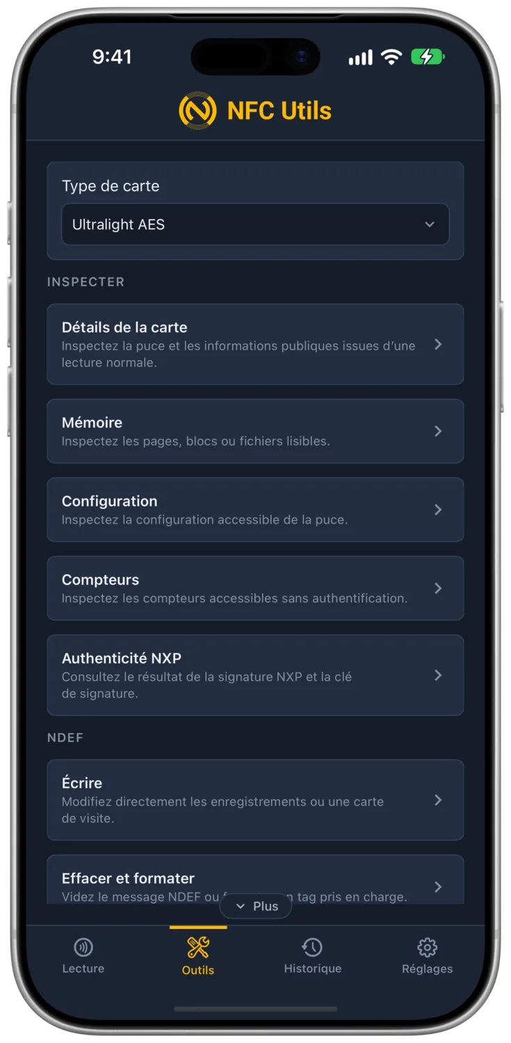 Le profil Ultralight AES avec ses outils d’inspection