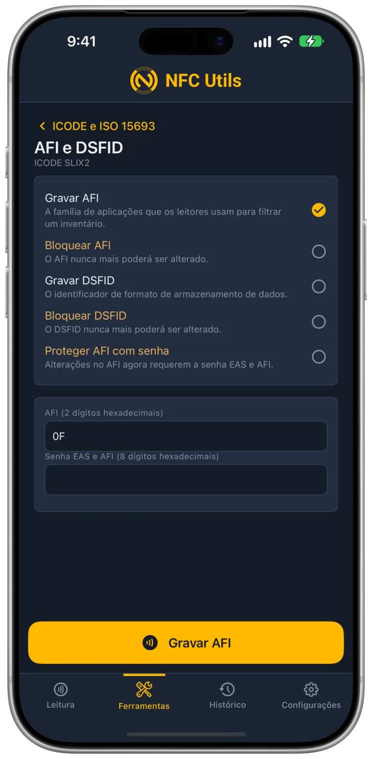 A página AFI e DSFID