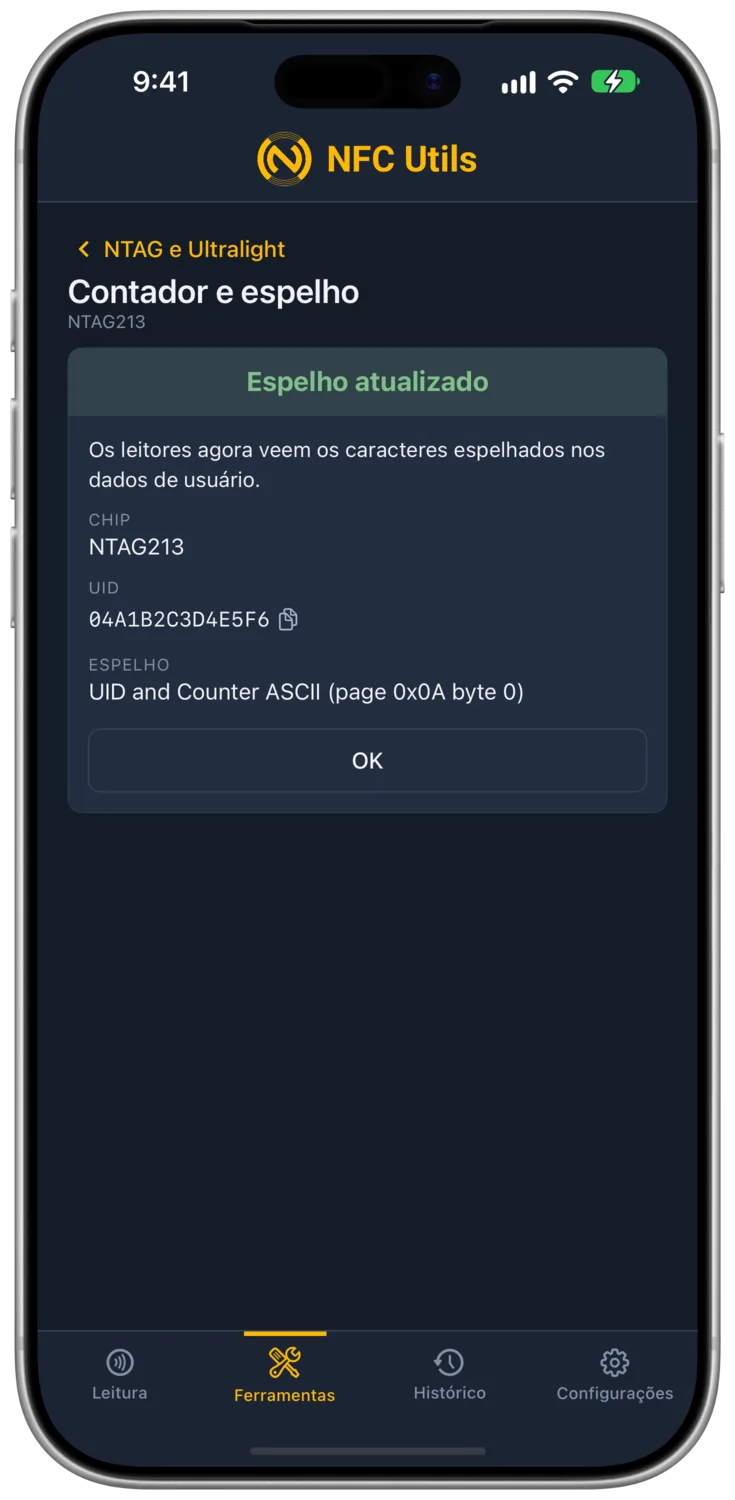 Um cartão de resultado Espelho atualizado